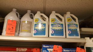 One lot assorted floor and upholstery and carpet cleaning solvents, etc. including (1) five gallon b