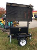 Solar/battery powered LED tow-behind scrolling message board, approx. 3' x 5' signage area, with dig