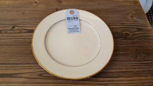 Lot of (115) gold band luncheon plates, 9", in (6) wire crates,subject to entirety bids. Add'l fee o