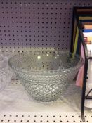Lot of (5) glass punch bowls comes with 2 plastic crates