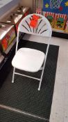 Lot of (75) Millennia white , metal/plastic folding chairs, in store