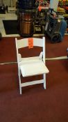 Lot of (120) white wedding, cushioned, folding, resin chairs