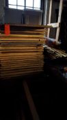 Lot of assorted portable dance floor panels etc 40+/-,6'x 3', with edging, in warehouse.