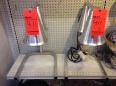 Lot of (2) stainless steal double lighted heat lamps