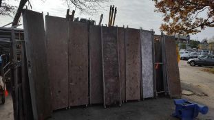 Lot of (18) assorted 7' aluminum/plywood catwalks, (8) out on rental at photo time, (2) need plywood