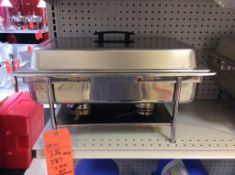 Lot of (3) stainless steel 8 quart chafer with food pan, water pan and (2) sterno holders