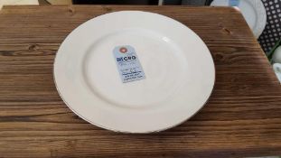 Lot of (120) platinum band salad plates, 7", in (6) wire crates, subject to entirety bids. Add'l fee