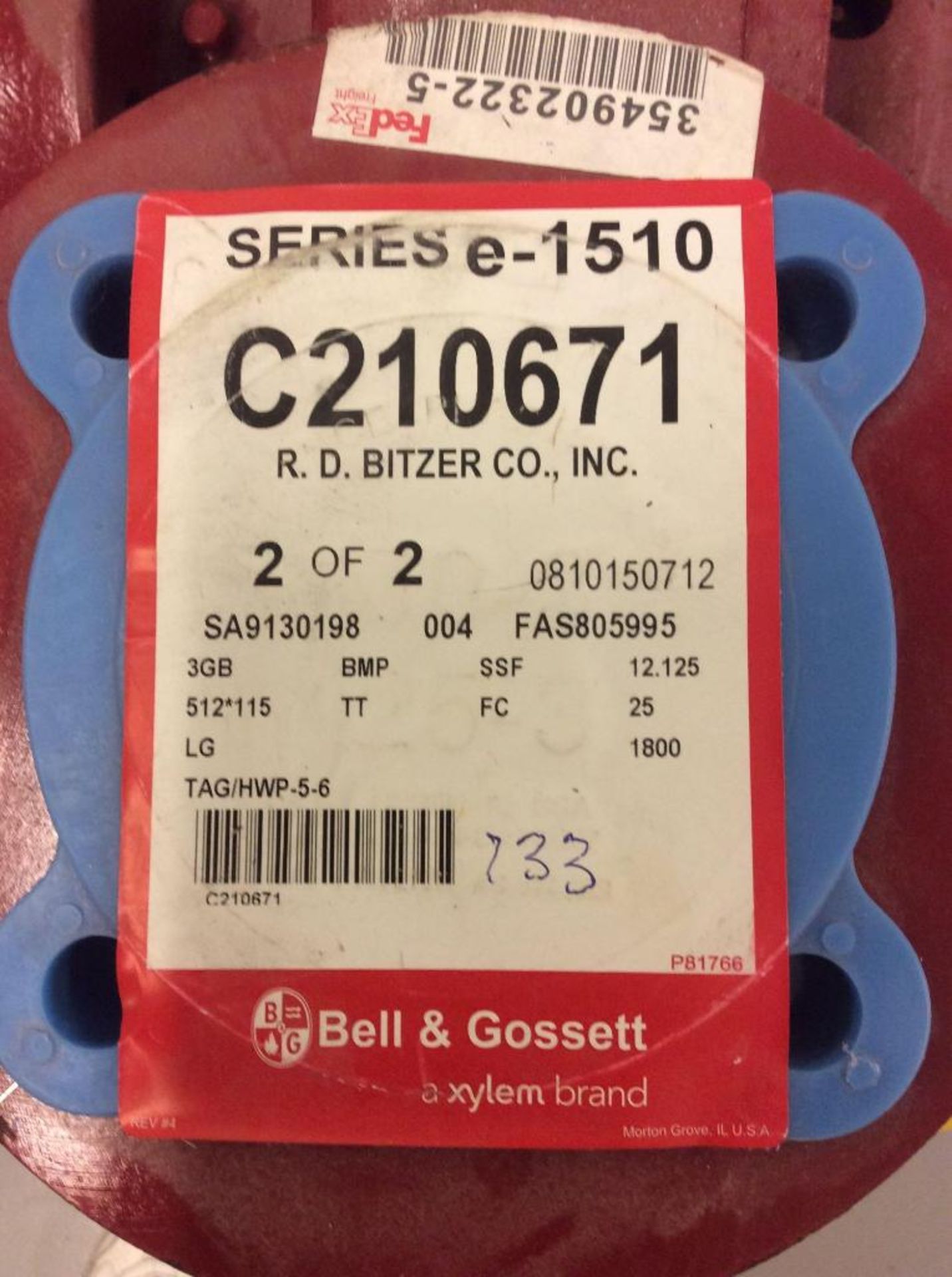 Bell and Gossett pump set, 25 hp, 1800 rpm, 512 gal per minute - Image 2 of 2