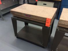 Starrett 36" x 24" x 6" 2- ledge pink granite toolroom surface plate, grade A, with portable metal s