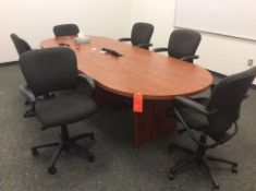 7 pc conference table including, 10' 2-pc wood conference table with (6) HON executive chairs with 6