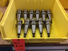 Lot of (11) CAT-40 ER32 1/2" shank bright finish through spindle coolant tool holders