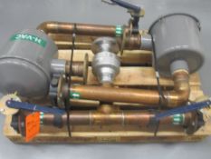 Vacuum line components including 4" copper lines, assorted valves and manifolds, expansion tanks on