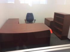 Office suite including 6' executive desk with right hand return, 2-drawer lateral file cabinet, book