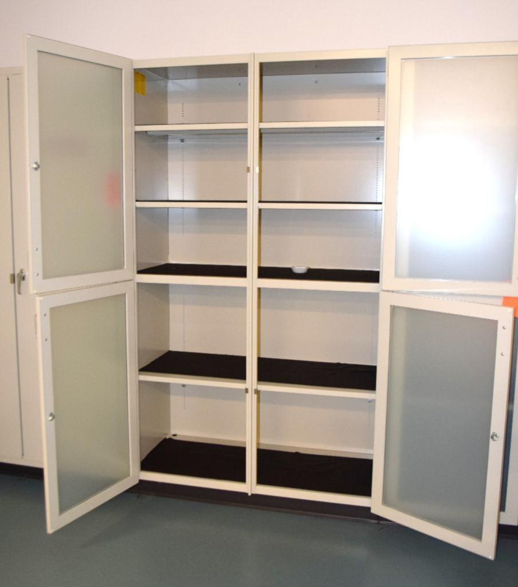 (2) Mott Manufacturing (4) Glass Door Lab Storage Cabinet. Approximate 48" wide x 84" tall x 22" dee - Image 2 of 6