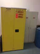 Contents of room - includes Justrite 60-gal flammable cabinet, an acid cabinet, and janitorial suppl