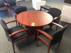 5 pc. conference table including 42" diameter wood table and (4) arm chairs
