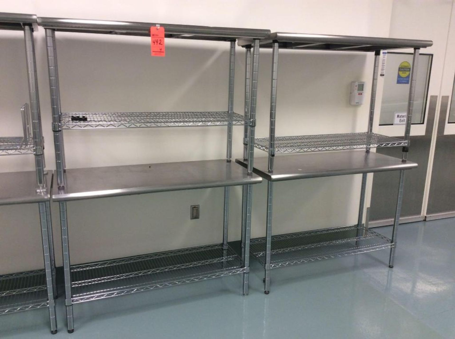 Lot of (4) 4' stainless steel top metro type clean room work tables