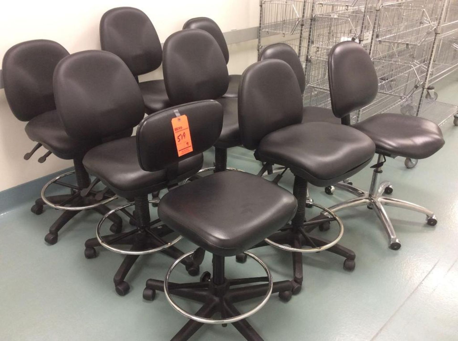 Lot of (9) clean room laboratory chairs