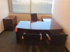 Office suite including executive desk with left hand return, executive chair, 3' wood lateral file c
