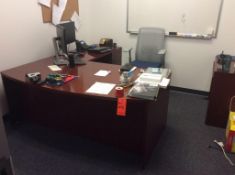 Office suite including 6' wood desk with return, executive chair, bookcase and 2-drawer lateral file