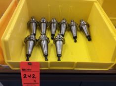 Lot of (9) CAT-40 ER11 1/2" shank bright finish through spindle coolant tool holders