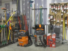 Lot of asst. maintenance items, includes brooms, vacuums, hand tools, etc.
