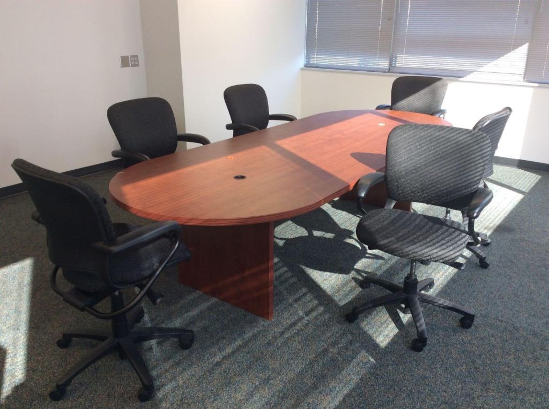 7 pc conference table including 10' 2-pc wood conference table with (6) HON upholstered executive ch - Image 2 of 2