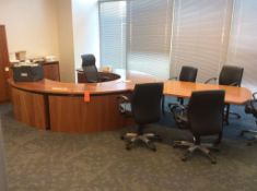 President office suite, including horse shoe shaped desk, executive chair, (5) leather executive cha