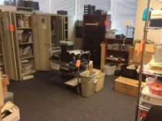 Lot of asst office supplies, storage cabinets, etc