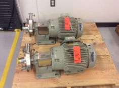 Lot of (2) Fritsam stainless steel pumps, with Baldor 7.5 hp motors, 3525 rpm, 213TC frames