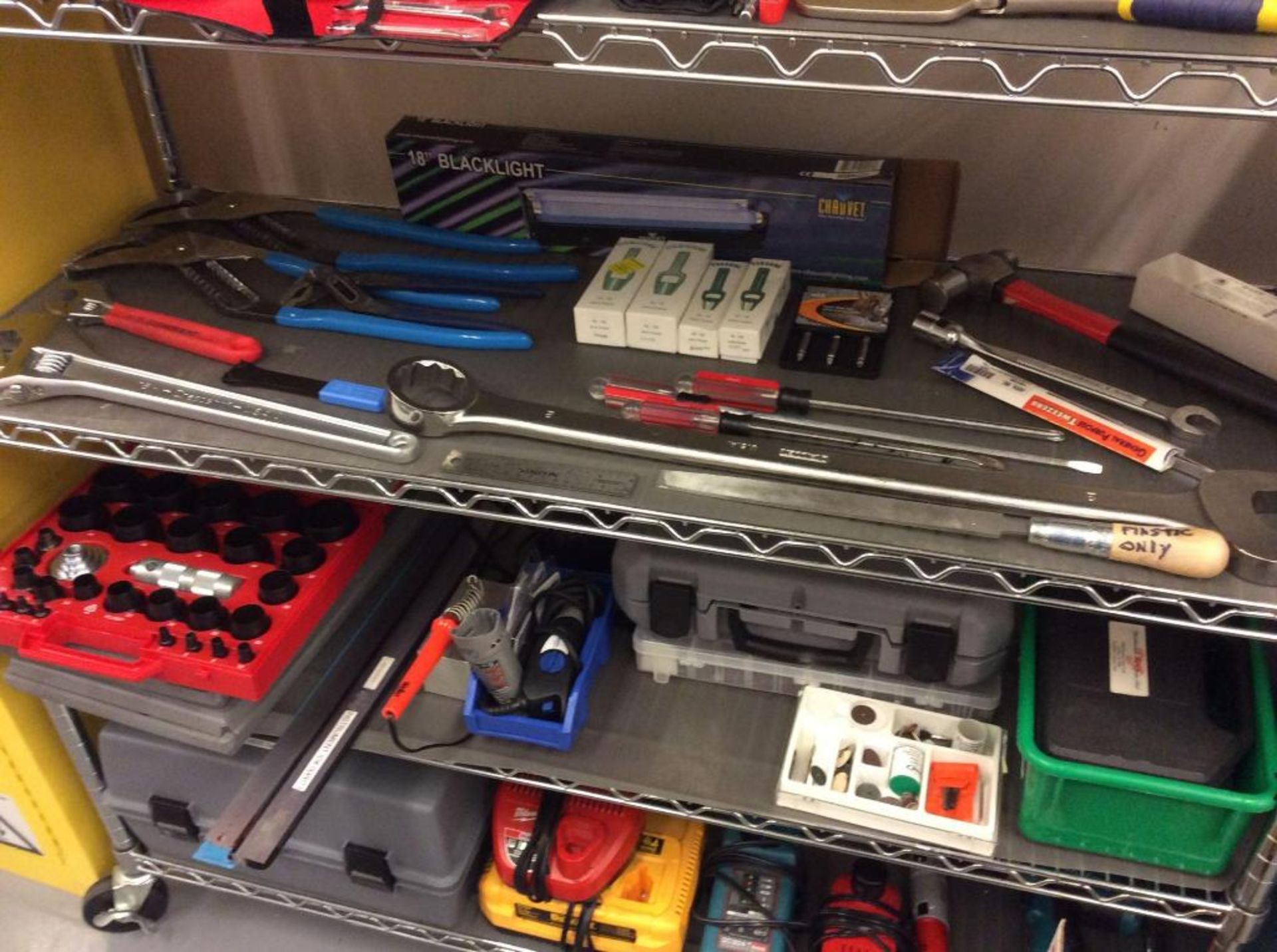 Lot of asst hand tools with 6- tier portable storage rack - Image 2 of 3
