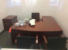 Office suite including executive desk with left hand return, executive chair, 3' wood lateral file c