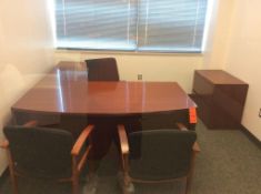 Office suite including executive desk with right hand return, executive chair, 3' wood lateral file