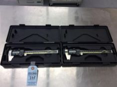 Lot of (2) Mitutoyo digimatic 6" digital calipers, mn 500-196-20 with cases