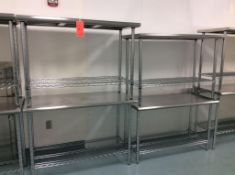 Lot of (4) 4' stainless steel top metro type clean room work tables