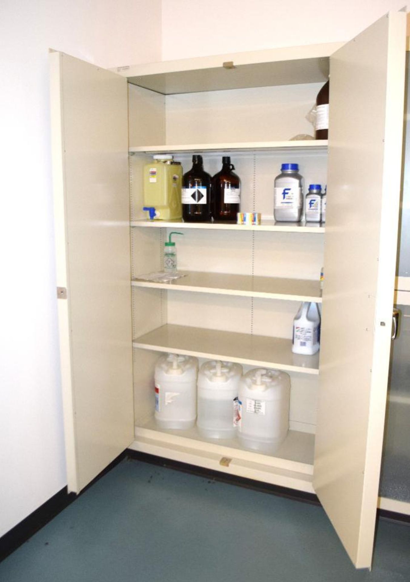 Mott Manufacturing 2 Door Flammable Liquid Storage Cabinet, Approximate 48" wide x 84" tall. - Image 2 of 3