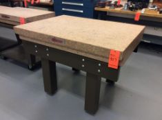 Starrett 48" x 36" x 6" 2- ledge pink granite toolroom surface plate, grade B, sn 908572 with metal