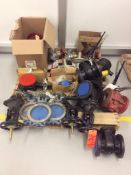 Lot of asst small gate, ball and butterfly valves, contents of 1 skid