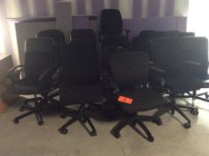 Lot of 18 assorted black multi-task office chairs, leather and upholstered