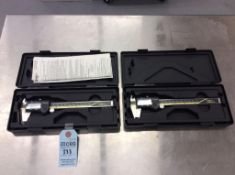 Lot of (2) Mitutoyo digimatic 6" digital calipers, mn 500-196-20 with cases