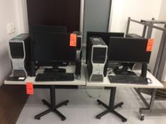 Lot of (4) Dell PC's with flatscreen monitors, keyboards and mouse (no harddrives)