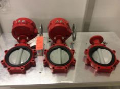 Lot of (3) Bray 8" butterfly valves, (2) with controllers