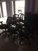 Lot of 9 ergonomic vent-back black upholstered office chairs