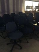 Lot of 16 assorted blue upholstered multi-task office chairs