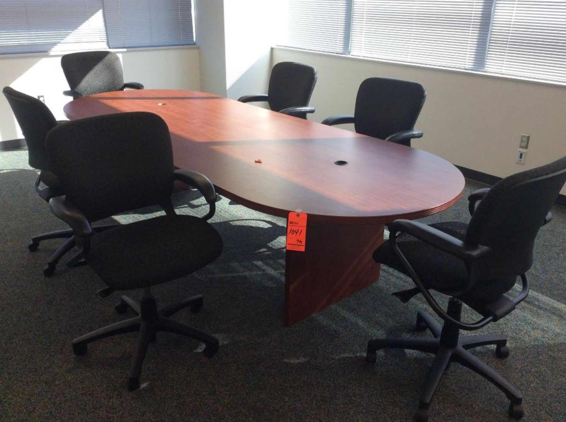 7 pc conference table including 10' 2-pc wood conference table with (6) HON upholstered executive ch