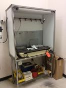 Custom work cabinet with worktable, pneumatic hook ups, air grinder, and worklight