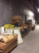 Lot of assorted building materials/misc along back wall - includes pipe insulation, duct work, wall