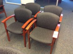 Lot of (4) upholstered and wood arm chairs