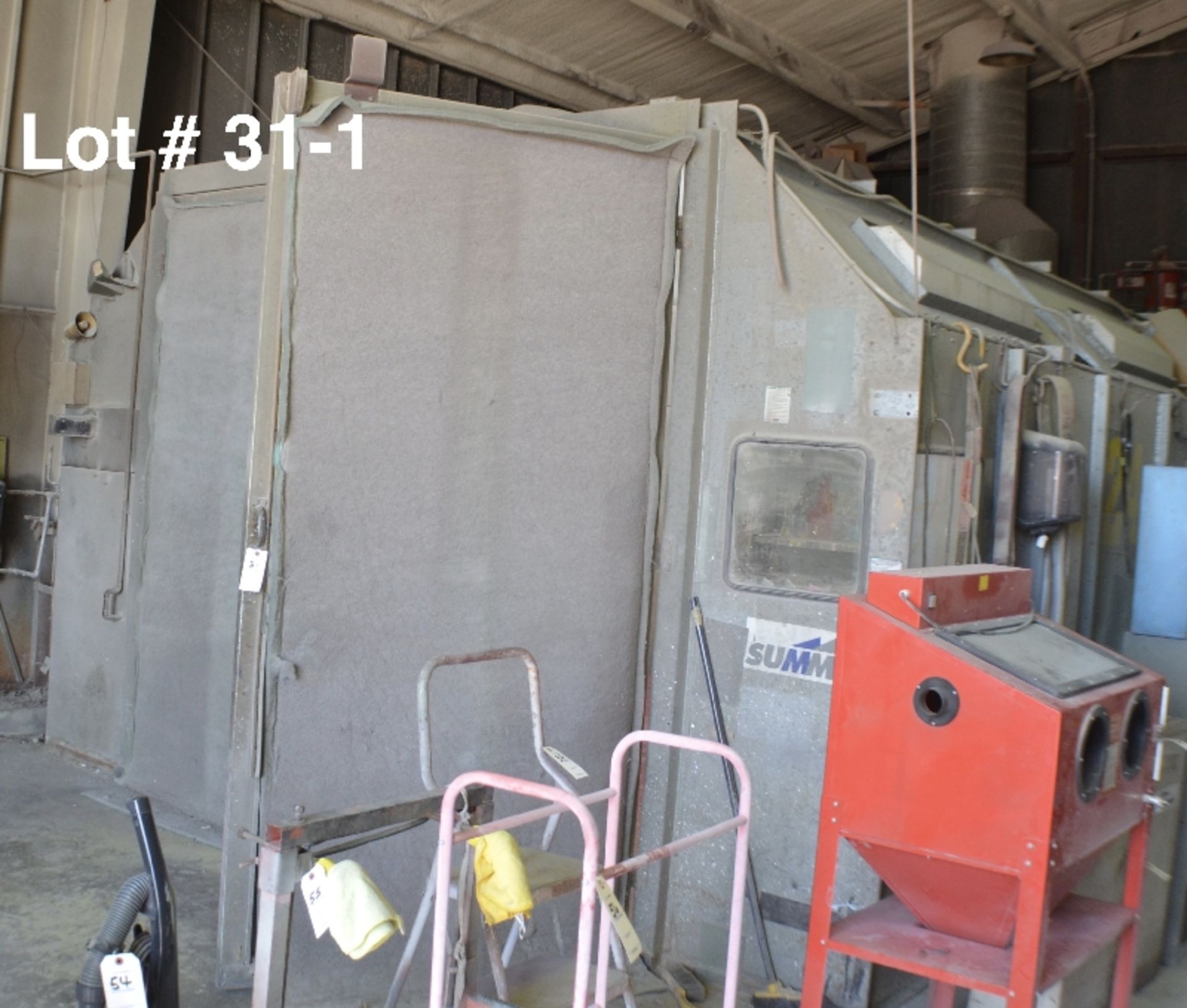 Paint Booth - 24’ Deep, 14’ Wide, With Florecent wall and ceiling lights, double front doors, side