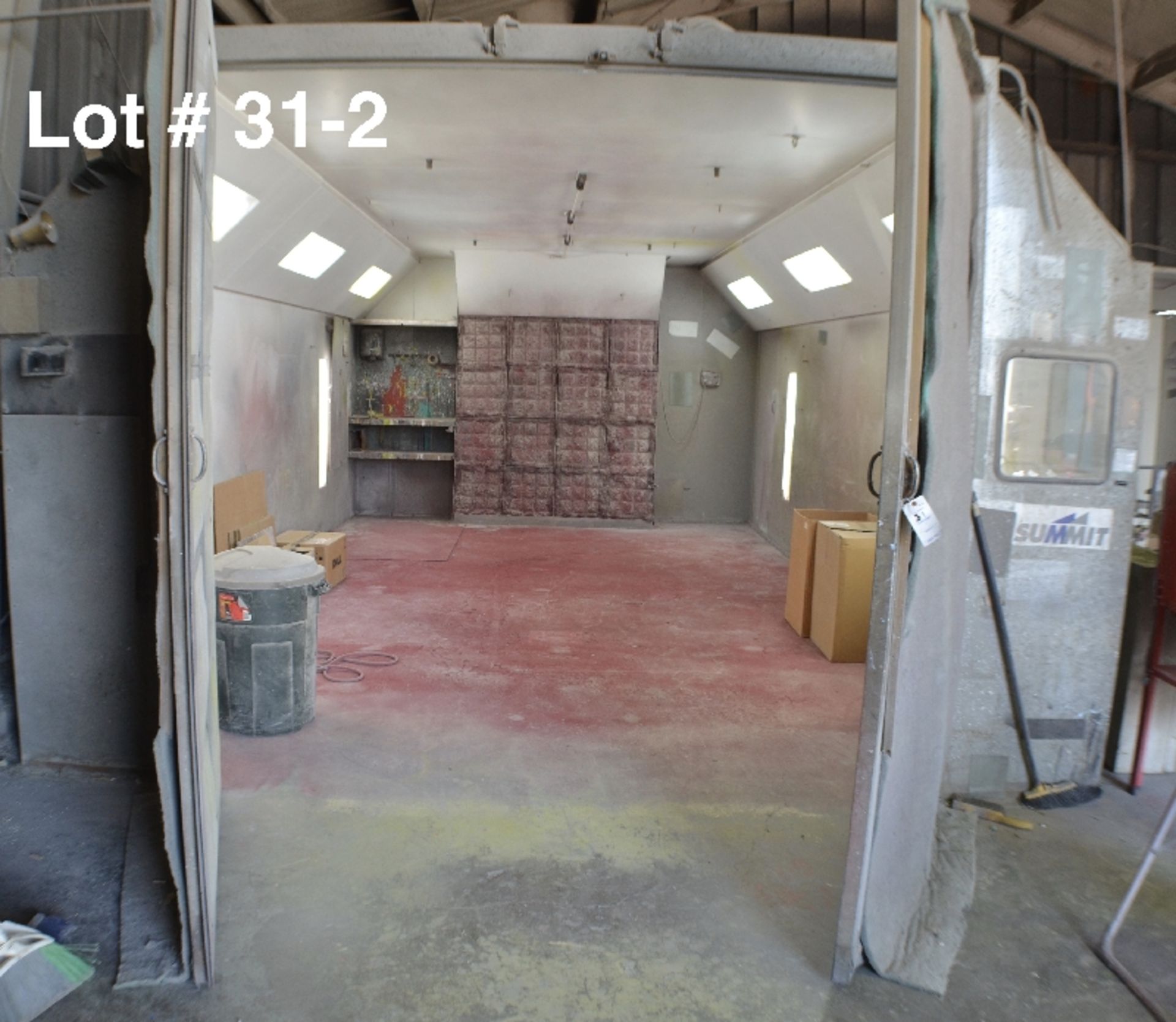 Paint Booth - 24’ Deep, 14’ Wide, With Florecent wall and ceiling lights, double front doors, side - Image 2 of 3